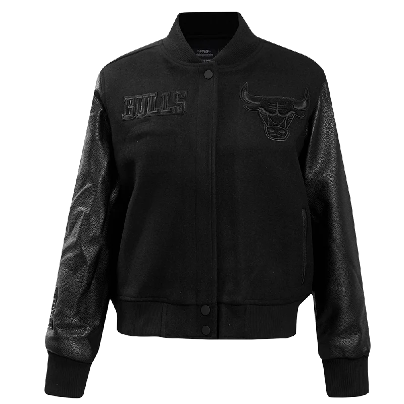 Designer JacketsNBA CHICAGO BULLS TRIPLE BLACK WOOL WOMEN'S VARSITY JACKET (TRIPLE BLACK)