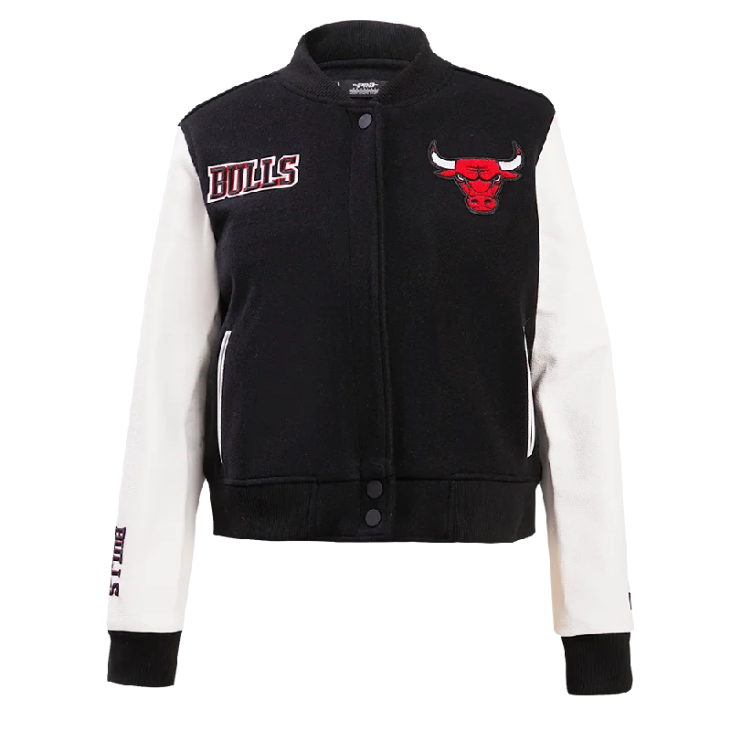 Button-Up JacketsNBA CHICAGO BULLS CLASSIC WOOL WOMEN'S VARSITY JACKET (BLACK/WHITE)