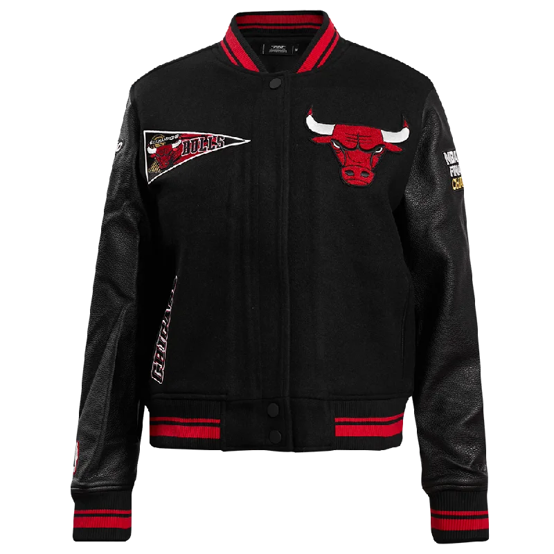 College JacketsNBA CHICAGO BULLS RETRO CLASSIC WOMEN'S RIB WOOL VARSITY JACKET (BLACK/RED)