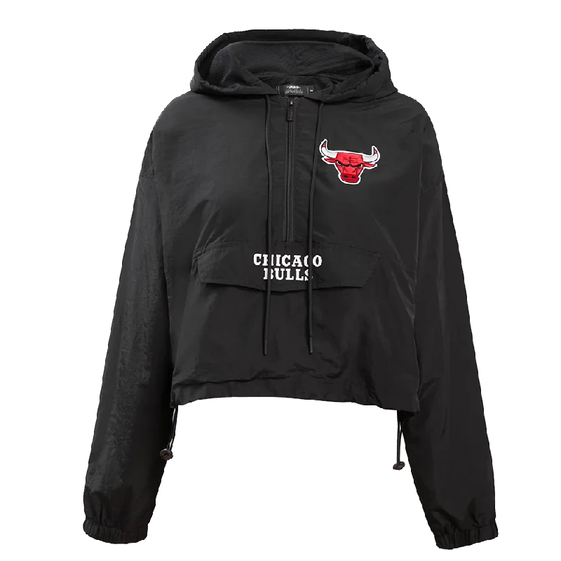 Leather JacketsNBA CHICAGO BULLS CLASSIC WOMEN'S WIND WOVEN 1/2 JACKET (BLACK)