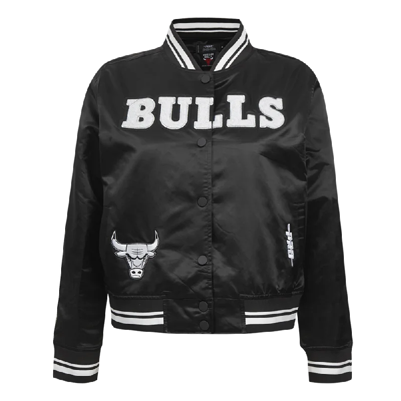 Glitter JacketsNBA CHICAGO BULLS PEARLS WOMEN'S RIB SATIN JACKET (BLACK)