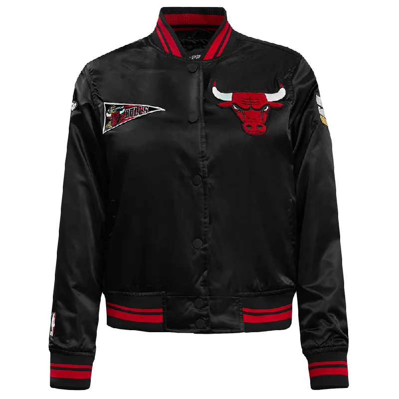 Snowboard JacketsNBA CHICAGO BULLS RETRO CLASSIC WOMEN'S RIB SATIN JACKET (BLACK/RED)