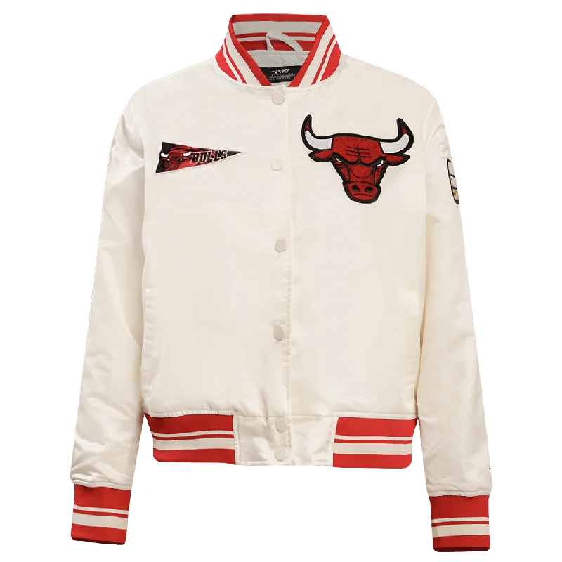 Formal JacketsNBA CHICAGO BULLS RETRO CLASSIC WOMEN'S RIB SATIN JACKET (EGGSHELL/ RED)