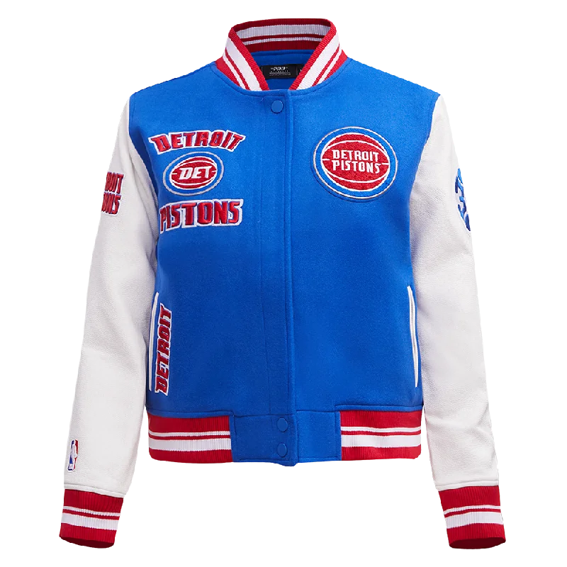 Formal JacketsNBA DETROIT PISTONS RETRO CLASSIC WOMEN'S RIB WOOL VARSITY JACKET (ROYAL BLUE/RED)