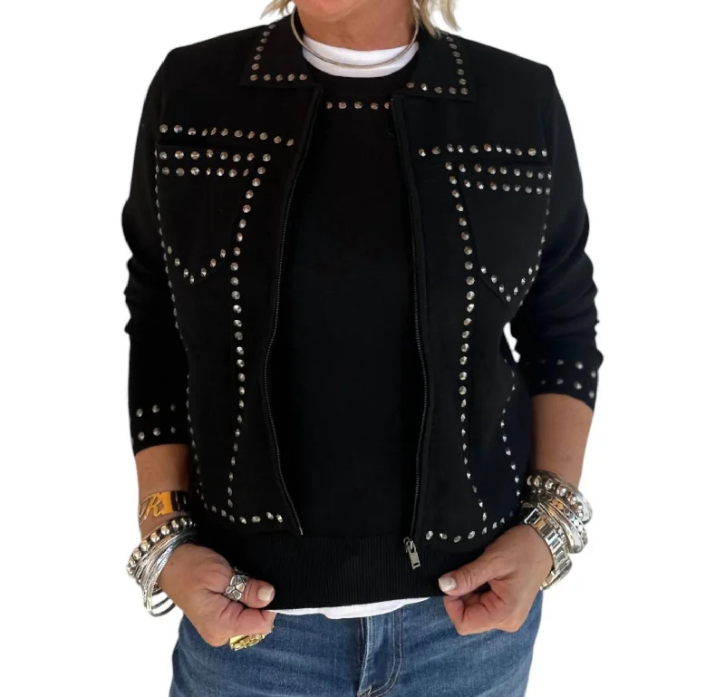 Band Merch JacketsBe Serious Studded Jacket In Black