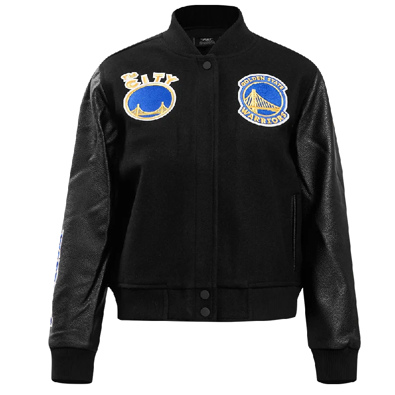 Sports Team JacketsNBA GOLDEN STATE WARRIORS CLASSIC WOOL WOMEN'S VARSITY JACKET (JET BLACK)