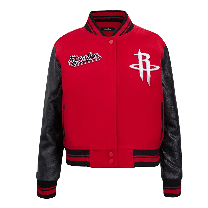 Outdoor JacketsNBA HOUSTON ROCKETS SCRIPT TAIL WOMEN'S WOOL VARSITY JACKET (RED/BLACK)