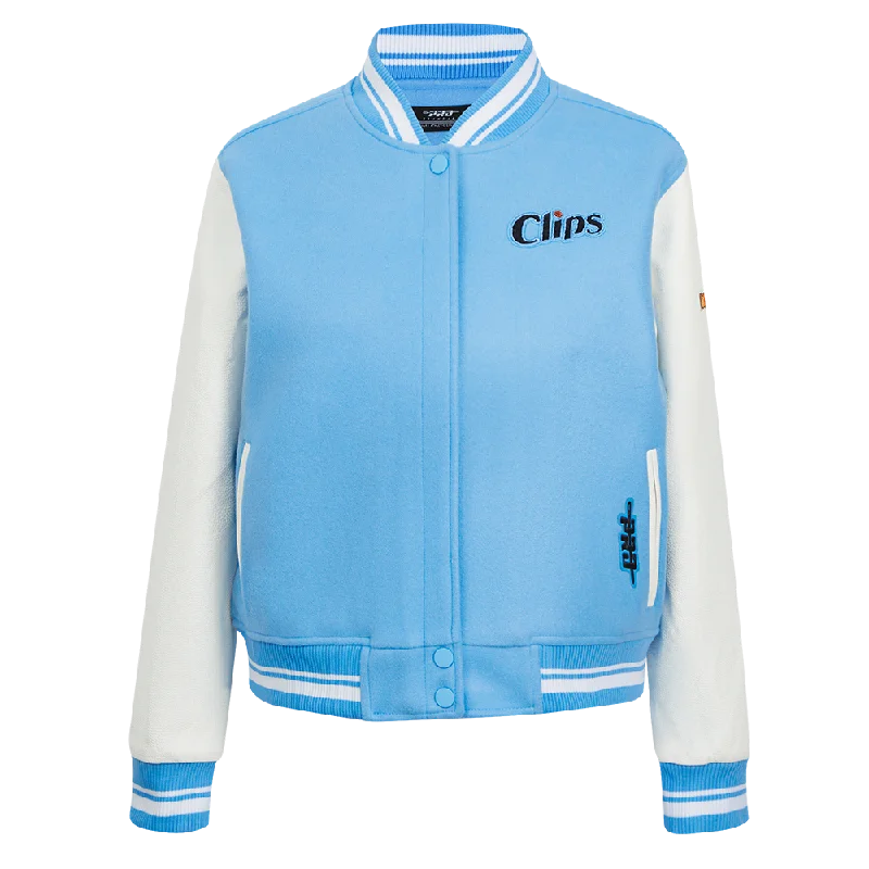 Cotton JacketsNBA LOS ANGELES CLIPPERS CITY EDITION 24-25 WOMEN'S RIB WOOL VARSITY (UNIVERSITY BLUE/WHITE)