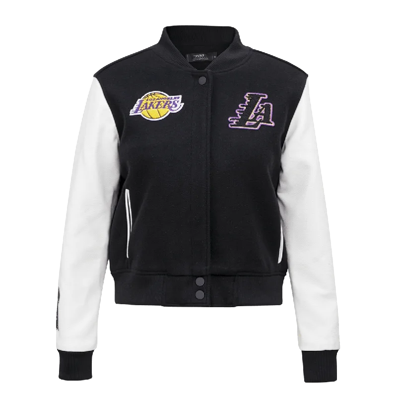 Cropped JacketsNBA LOS ANGELES LAKERS CLASSIC WOOL WOMEN'S VARSITY JACKET (BLACK/WHITE)