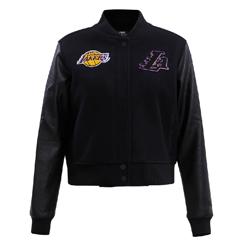 Hooded JacketsNBA LOS ANGELES LAKERS CLASSIC WOOL WOMEN'S VARSITY JACKET (JET BLACK)