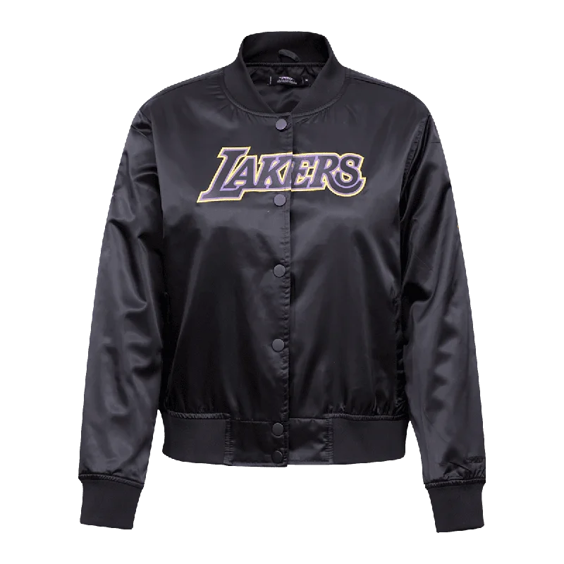 Faux Leather JacketsNBA LOS ANGELES LAKERS CLASSIC WOMEN'S SATIN JACKET (BLACK)