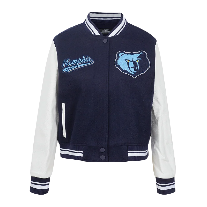 Hunting JacketsNBA MEMPHIS GRIZZLIES SCRIPT TAIL WOMEN'S WOOL VARSITY JACKET (MIDNIGHT NAVY/WHITE)