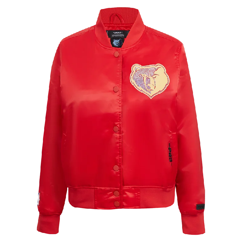 Faux Leather JacketsNBA MEMPHIS GRIZZLIES CITY EDITION WOMEN'S 24-25 SATIN JACKET (RED)