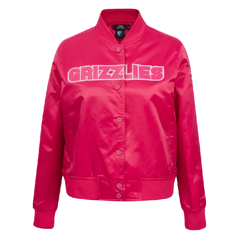 Layered JacketsNBA MEMPHIS GRIZZLIES TRIPLE PINK WOMEN'S SATIN JACKET (BEETROOT PURPLE)