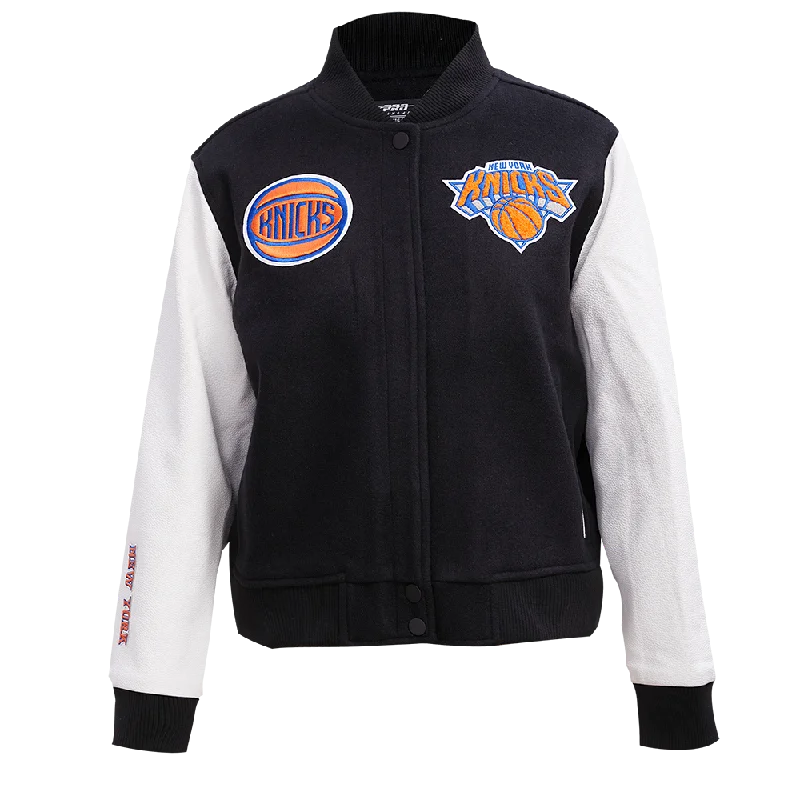 Varsity JacketsNBA NEW YORK KNICKS CLASSIC WOOL WOMEN'S VARSITY JACKET (BLACK/WHITE)