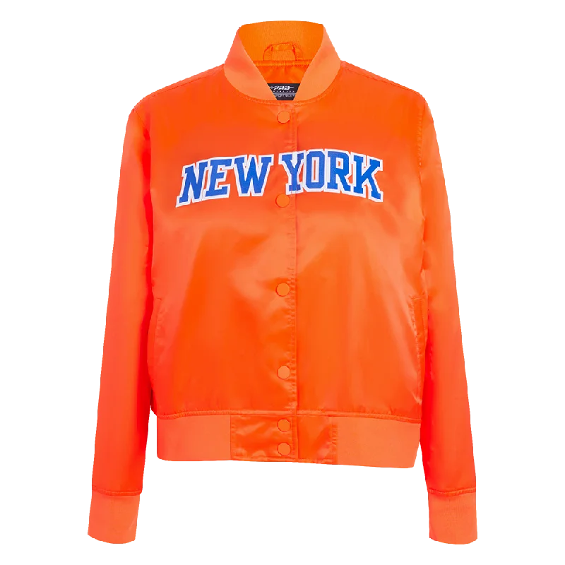 Summer JacketsNBA NEW YORK KNICKS CLASSIC WOMEN'S SATIN JACKET (ORANGE)