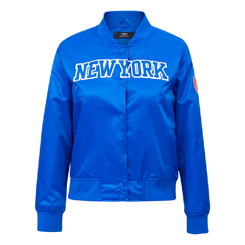 Bomber JacketsNBA NEW YORK KNICKS CLASSIC WOMEN'S SATIN JACKET (ROYAL BLUE)