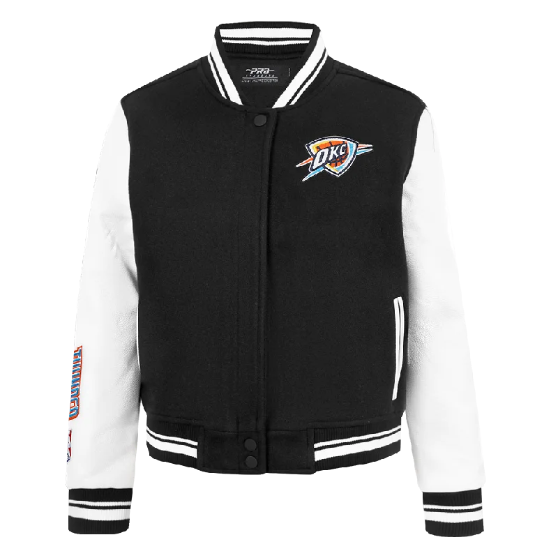 Layered JacketsNBA OKLAHOMA CITY THUNDER CLASSIC WOMEN'S WOOL VARSITY JACKET (BLACK/WHITE)