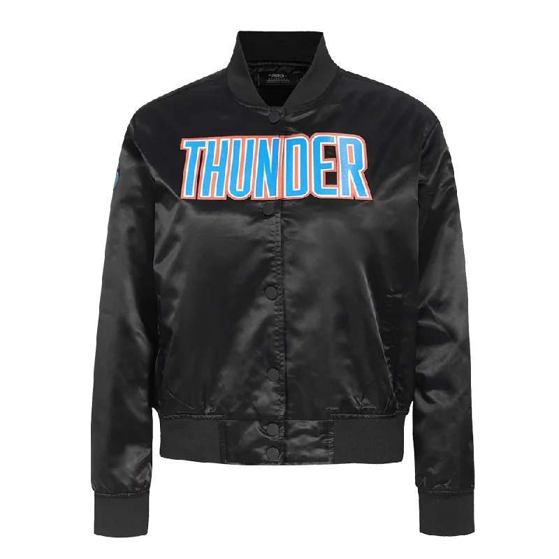 Canvas JacketsNBA OKLAHOMA CITY THUNDER CLASSIC WOMEN'S SATIN JACKET (BLACK)