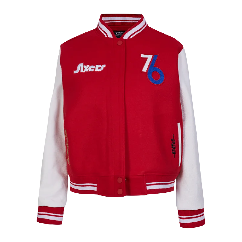 Varsity JacketsNBA PHILADELPHIA 76ERS CITY EDITION 24-25 WOMEN'S RIB WOOL VARSITY JAC (RED/WHITE)