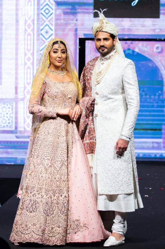 Layered JacketsBlush Pink Bridal Jacket lehenga and Chogha Sherwani