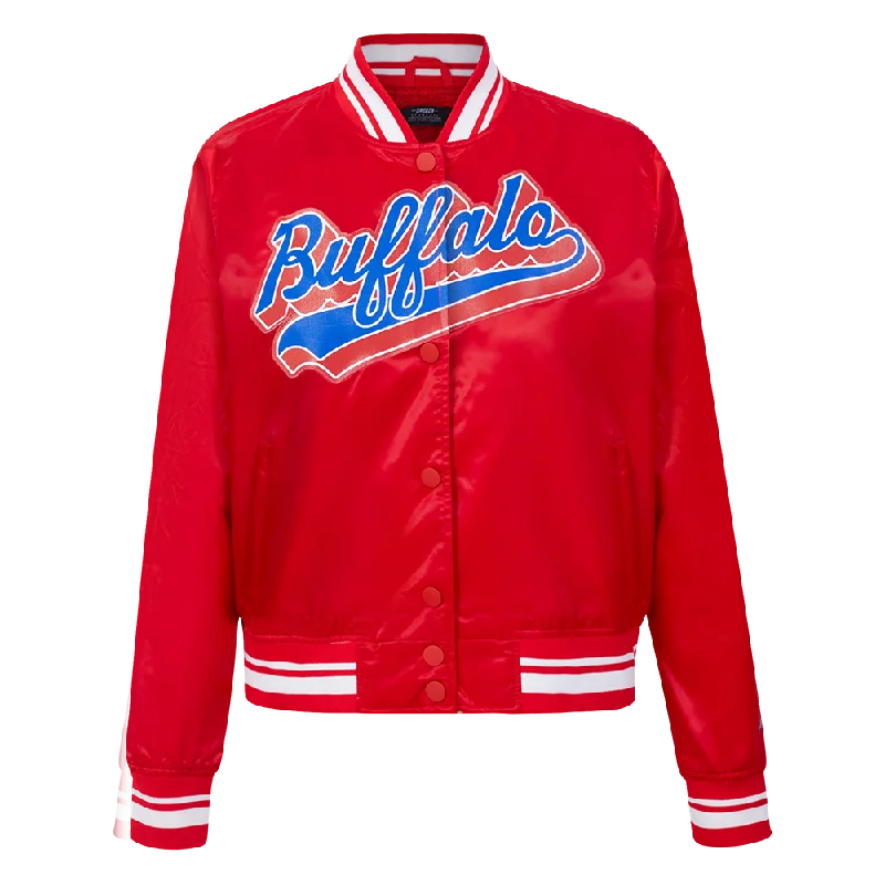 Studded JacketsNFL BUFFALO BILLS SCRIPT TAIL WOMEN'S RIB SATIN JACKET (RED)