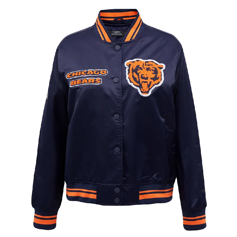 Cycling JacketsNFL CHICAGO BEARS RETRO CLASSIC WOMEN'S RIB SATIN JACKET (MIDNIGHT NAVY/ORANGE/MIDNIGHT NAVY)