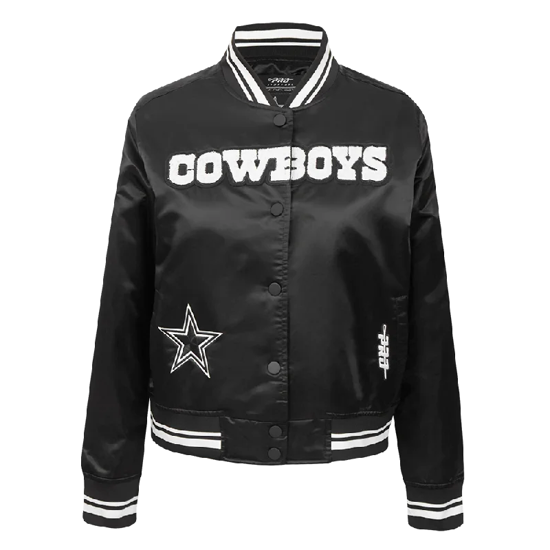 Hiking JacketsNFL DALLAS COWBOYS PEARLS WOMEN'S RIB SATIN JACKET (BLACK)