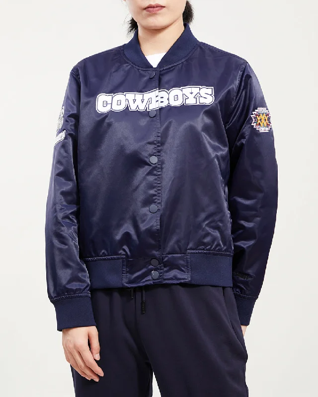 Layered JacketsNFL DALLAS COWBOYS CLASSIC WOMEN'S SATIN JACKET (MIDNIGHT NAVY)