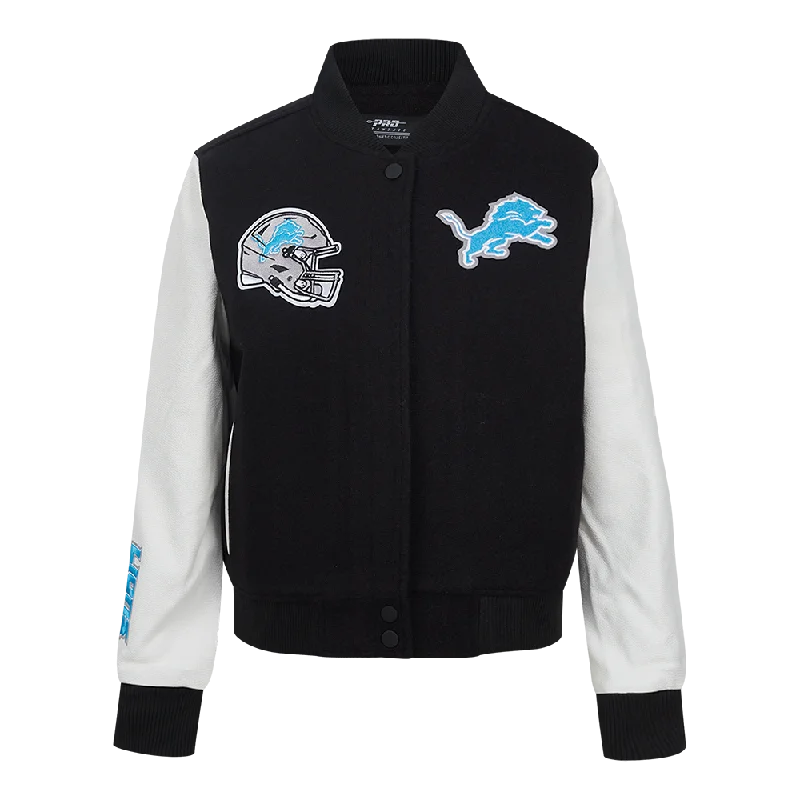 Performance JacketsNFL DETROIT LIONS CLASSIC WOMEN'S WOOL VARSITY JACKET (BLACK/WHITE)