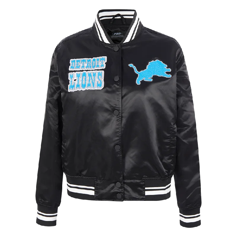 Velvet JacketsNFL DETROIT LIONS RETRO CLASSIC WOMEN'S RIB SATIN JACKET (EGGSHELL/ BLACK)