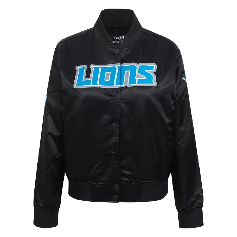 Windproof JacketsNFL DETROIT LIONS CLASSIC WOMEN'S SATIN JACKET (BLACK)