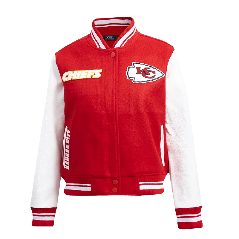 Suede JacketsNFL KANSAS CITY CHIEFS RETRO CLASSIC WOMEN'S RIB WOOL VARSITY JACKET (RED/WHITE)