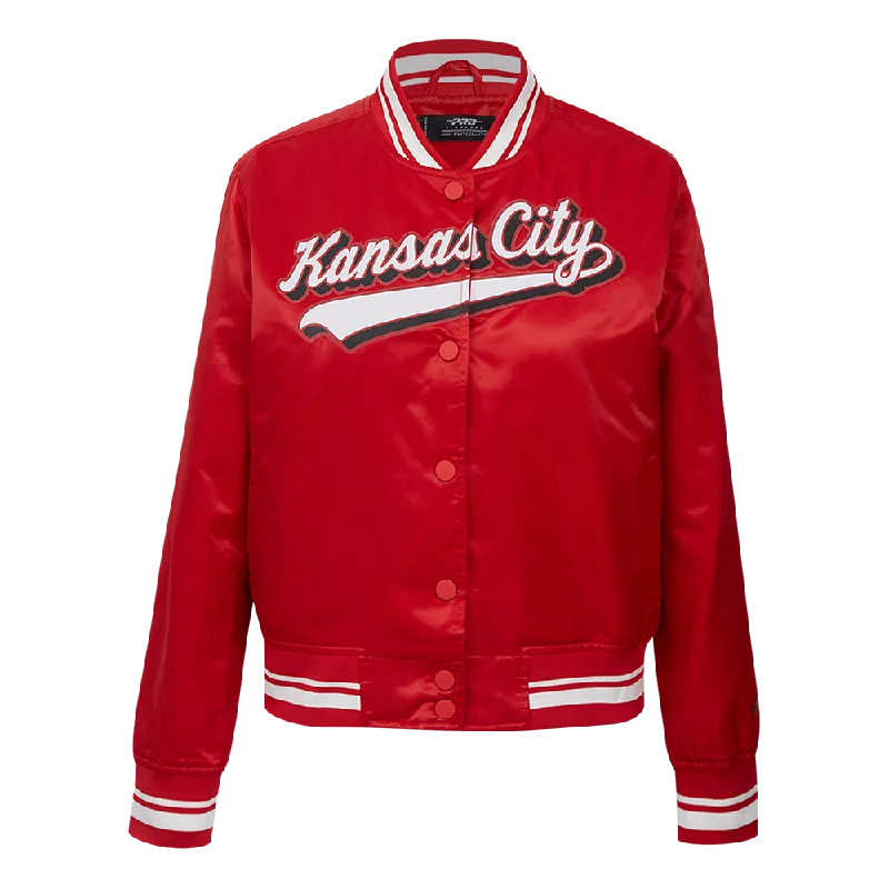 Corduroy JacketsNFL KANSAS CITY CHIEFS SCRIPT TAIL WOMEN'S SATIN JACKET (RED)