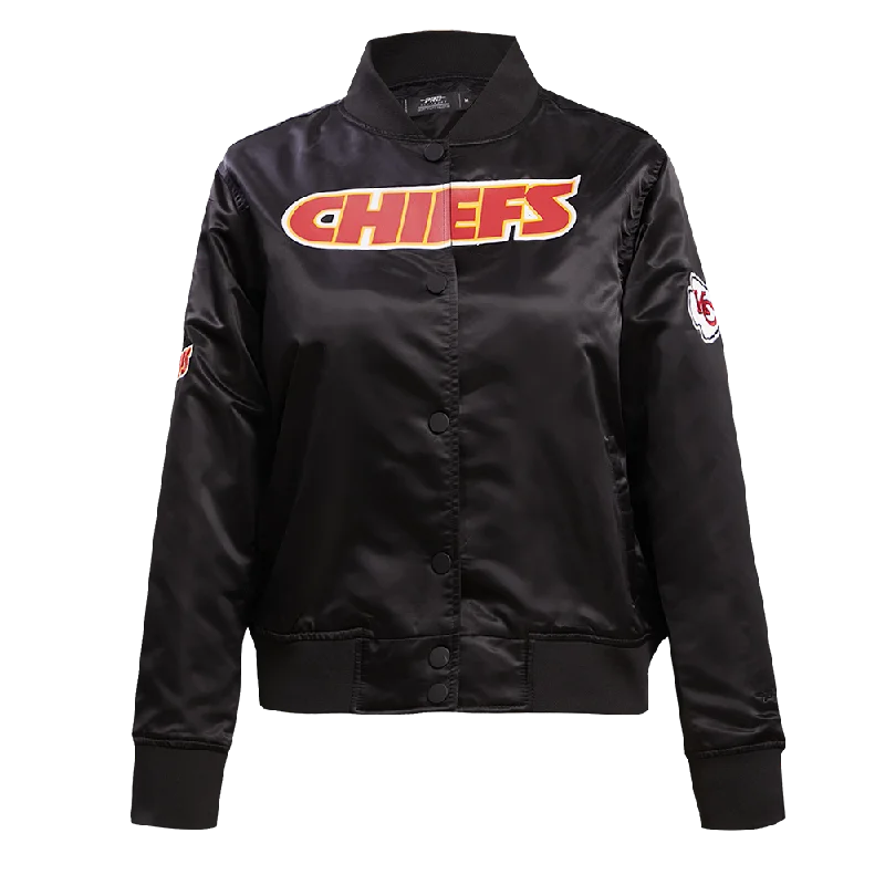 Cotton JacketsNFL KANSAS CITY CHIEFS CLASSIC WOMEN'S SATIN JACKET (BLACK)