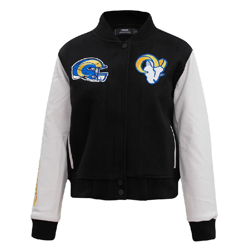 Reflective JacketsNFL LOS ANGELES RAMS CLASSIC WOOL WOMEN'S VARSITY JACKET (BLACK/WHITE)