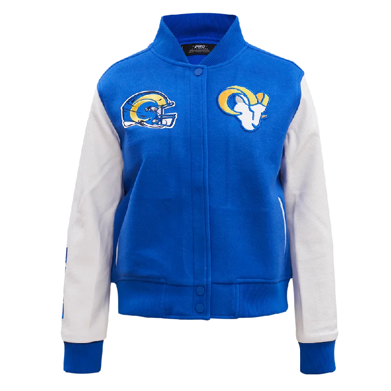 Hooded JacketsNFL LOS ANGELES RAMS CLASSIC WOOL WOMEN'S VARSITY JACKET (ROYAL BLUE/WHITE)