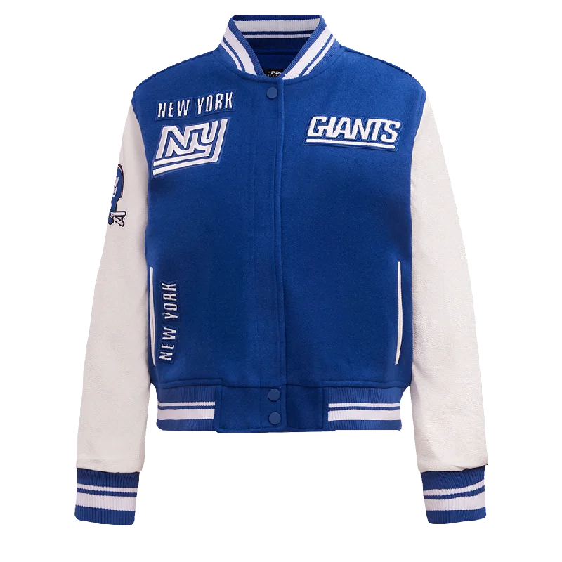 Waterproof JacketsNFL NEW YORK GIANTS RETRO CLASSIC WOMEN'S RIB WOOL VARSITY JACKET (DODGER BLUE/WHITE)