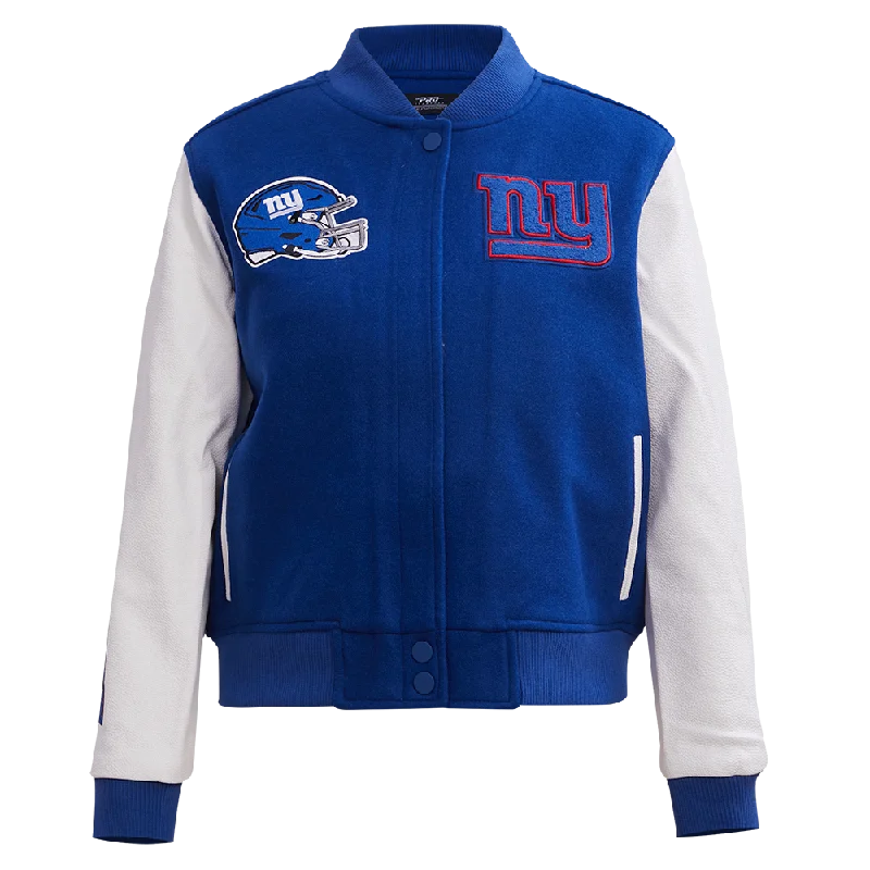 Asymmetrical JacketsNFL NEW YORK GIANTS CLASSIC WOMEN'S VARSITY JACKET (DODGER BLUE/WHITE)