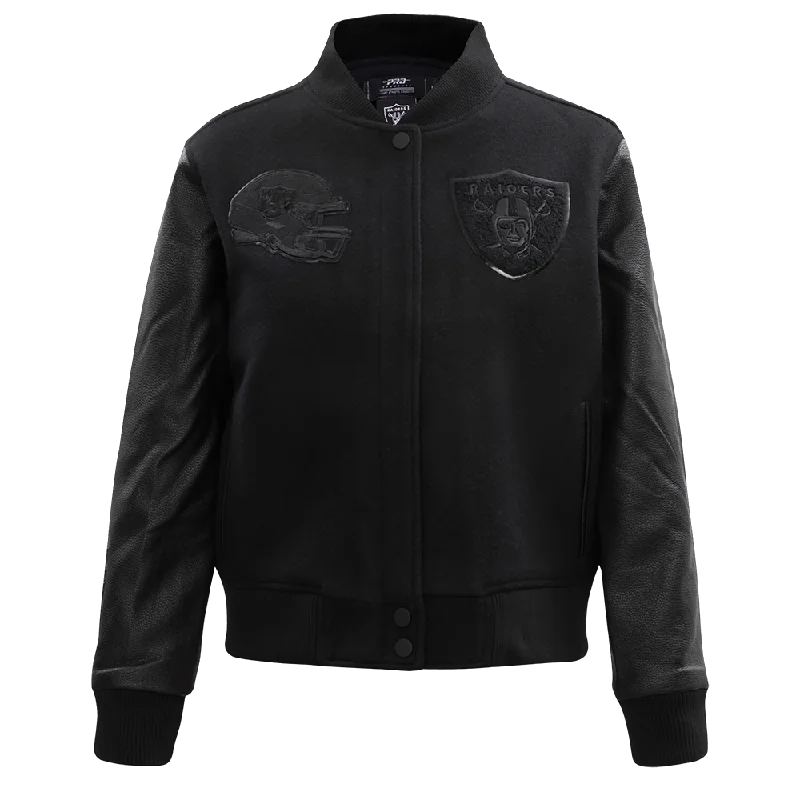 Glitter JacketsNFL LAS VEGAS RAIDERS TRIPLE BLACK WOOL WOMEN'S VARSITY JACKET (TRIPLE BLACK)