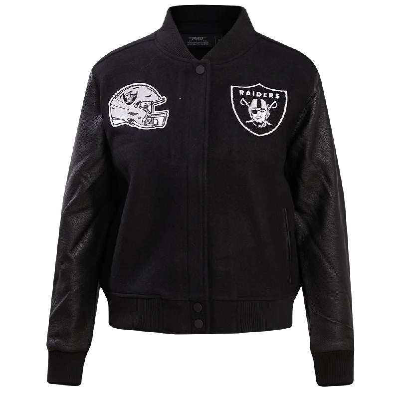 Beaded JacketsNFL LAS VEGAS RAIDERS CLASSIC WOOL WOMEN'S VARSITY JACKET (JET BLACK)