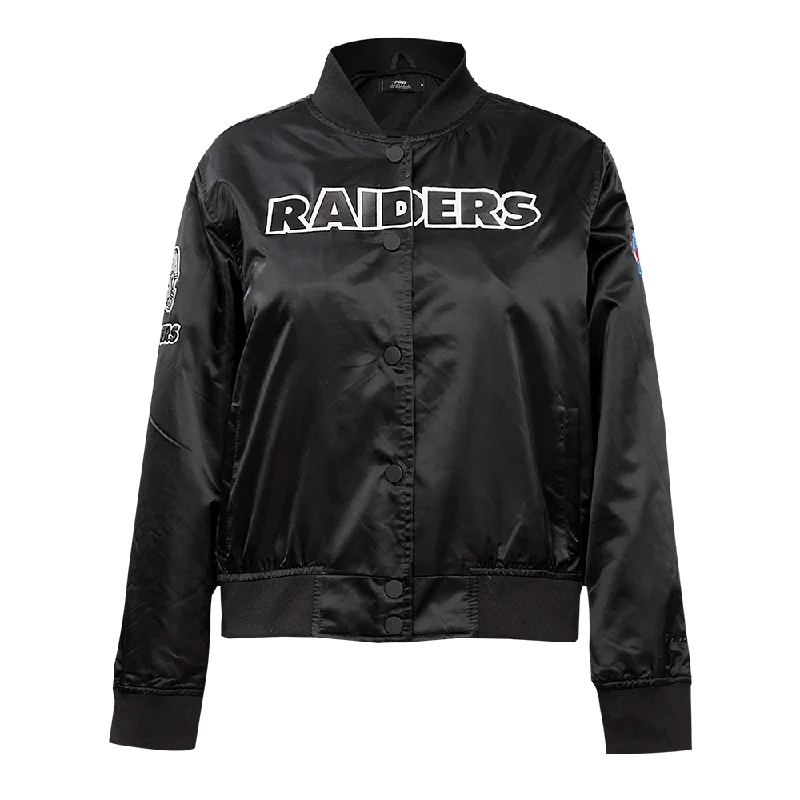 Summer JacketsNFL LAS VEGAS RAIDERS CLASSIC WOMEN'S SATIN JACKET (BLACK)