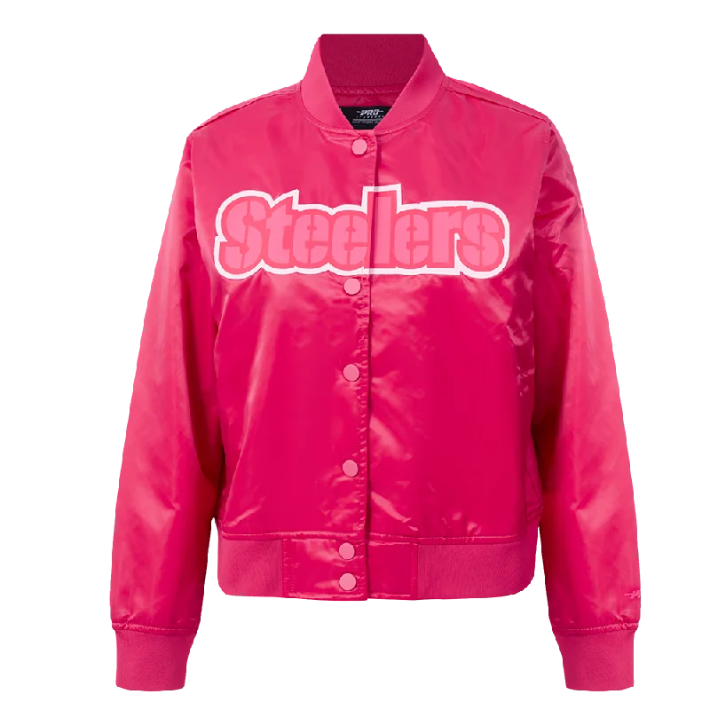 Recycled Fabric JacketsNFL PITTSBURGH STEELERS TRIPLE PINK WOMEN'S SATIN JACKET (BEETROOT PURPLE)