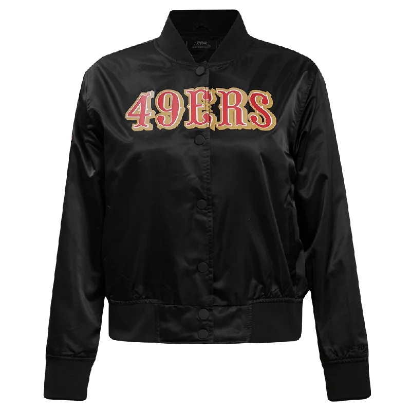 Pea CoatsNFL SAN FRANCISCO 49ERS CLASSIC WOMEN'S SATIN JACKET (BLACK)