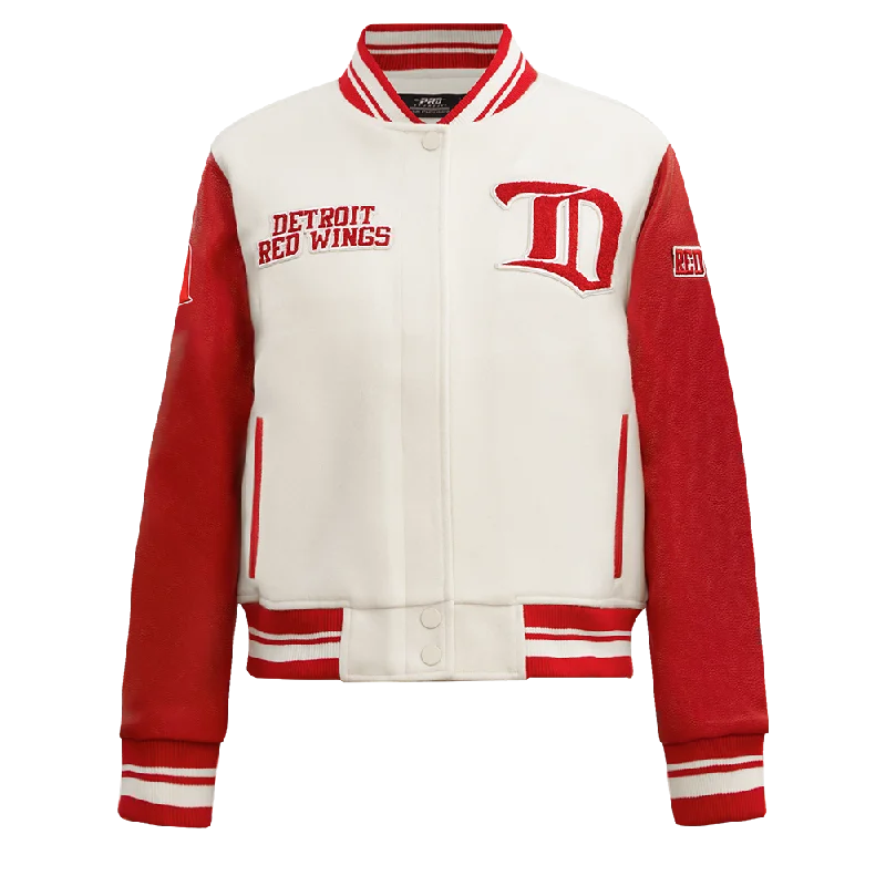 Military JacketsNHL DETROIT RED WINGS RETRO CLASSIC WOMEN'S RIB WOOL VARSITY JACKET (EGGSHELL/ RED)