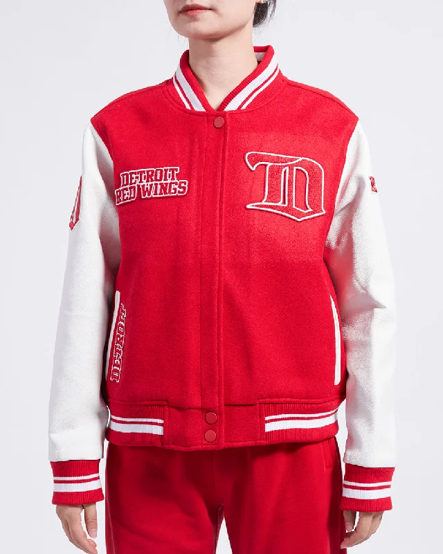 Collaborative JacketsNHL DETROIT RED WINGS RETRO CLASSIC WOMEN'S RIB WOOL VARSITY JACKET (RED/WHITE)