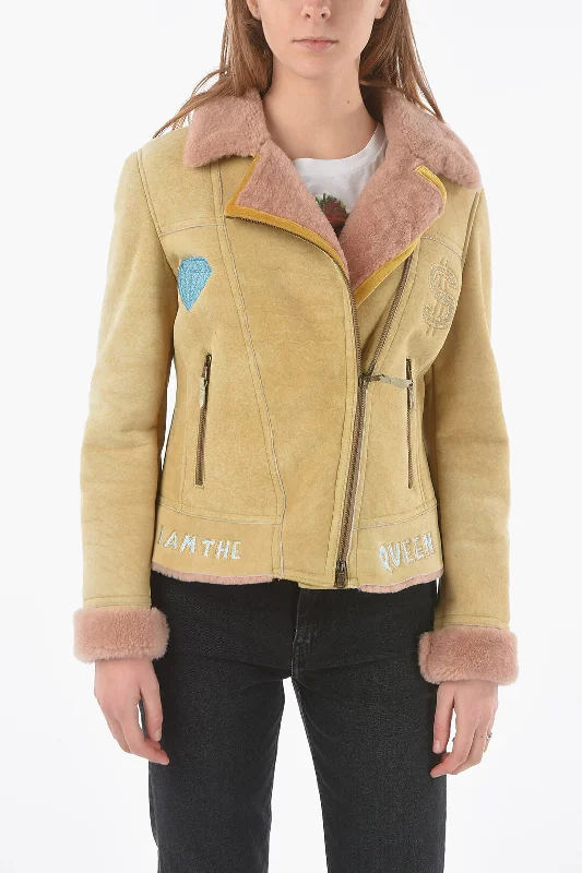 Leather-Paneled JacketsHistory Repeats Embroidered Shearling Jacket