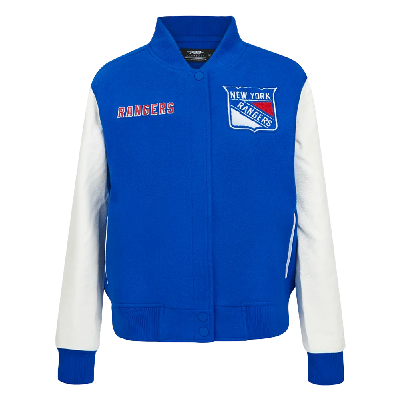 Metallic JacketsNHL NEW YORK RANGERS CLASSIC WOMEN'S VARSITY JACKET (ROYAL BLUE/WHITE)