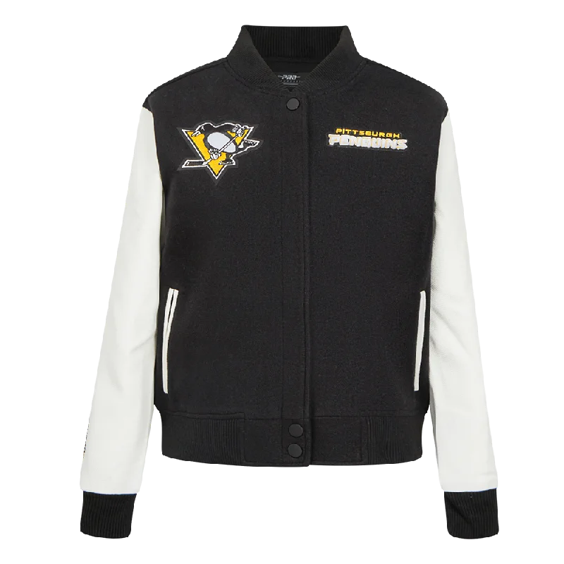 Sequined JacketsNHL PITTSBURGH PENGUINS CLASSIC WOMEN'S VARSITY JACKET (BLACK/WHITE)