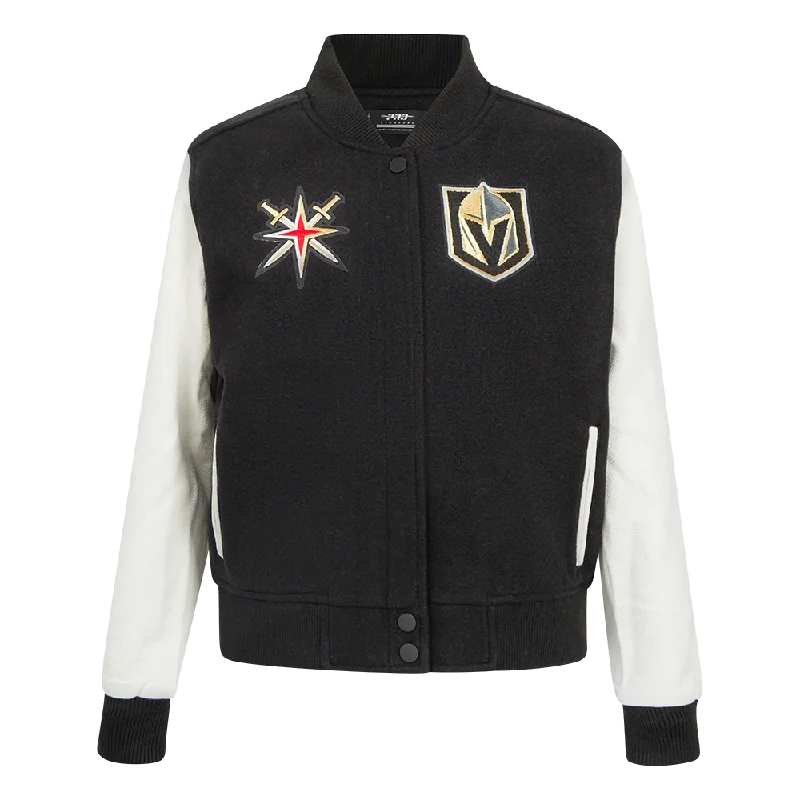 Pocketed JacketsNHL VEGAS GOLDEN KNIGHTS CLASSIC WOMEN'S WOOL VARSITY JACKET (BLACK/WHITE)